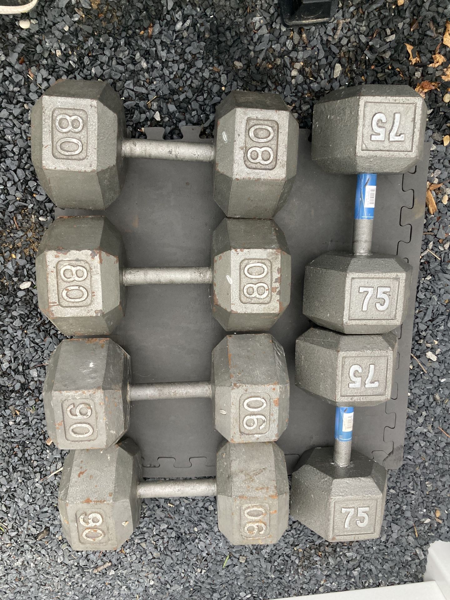 17 Pairs Of Steel Cast Iron Hex Dumbbells - Full Set From 5-80 Available