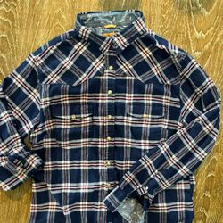 Jachs Girlfriend Snap Front Plaid Flannel Shirt Womens Medium Blue Bea Roll Tab