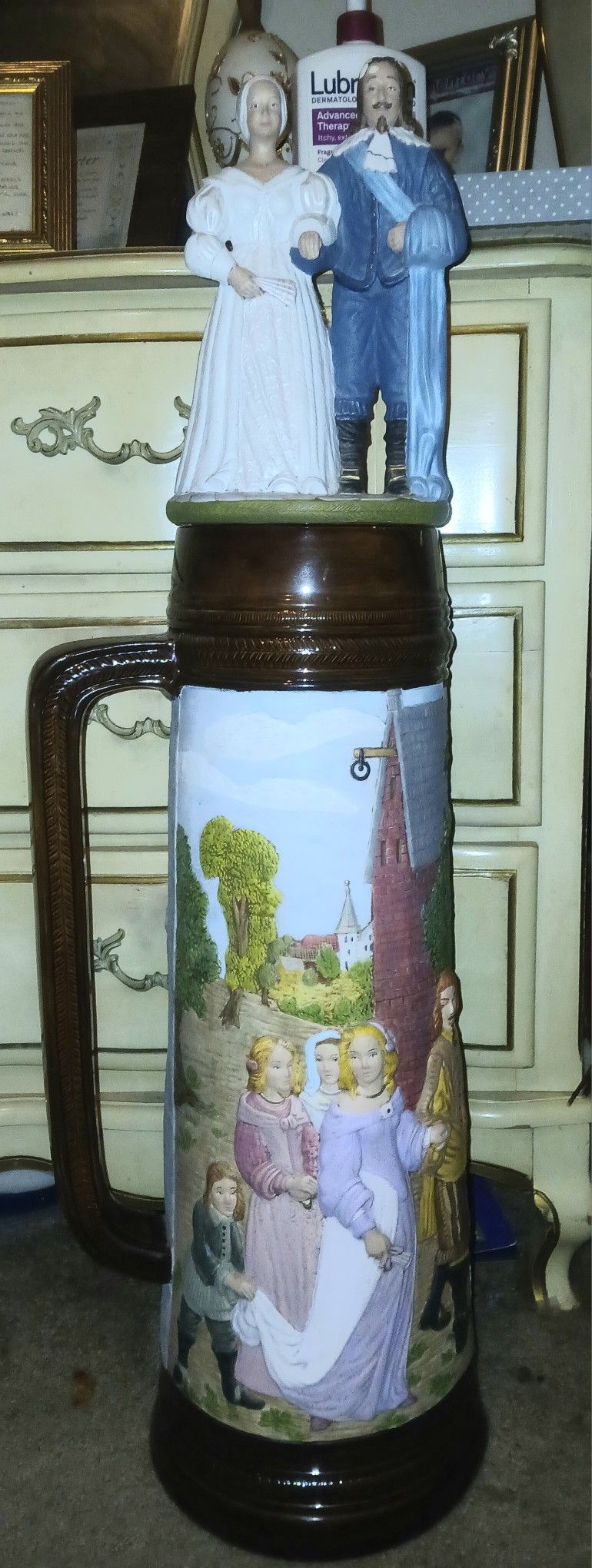 Vintage German Wedding Beer Stein 34" Tall