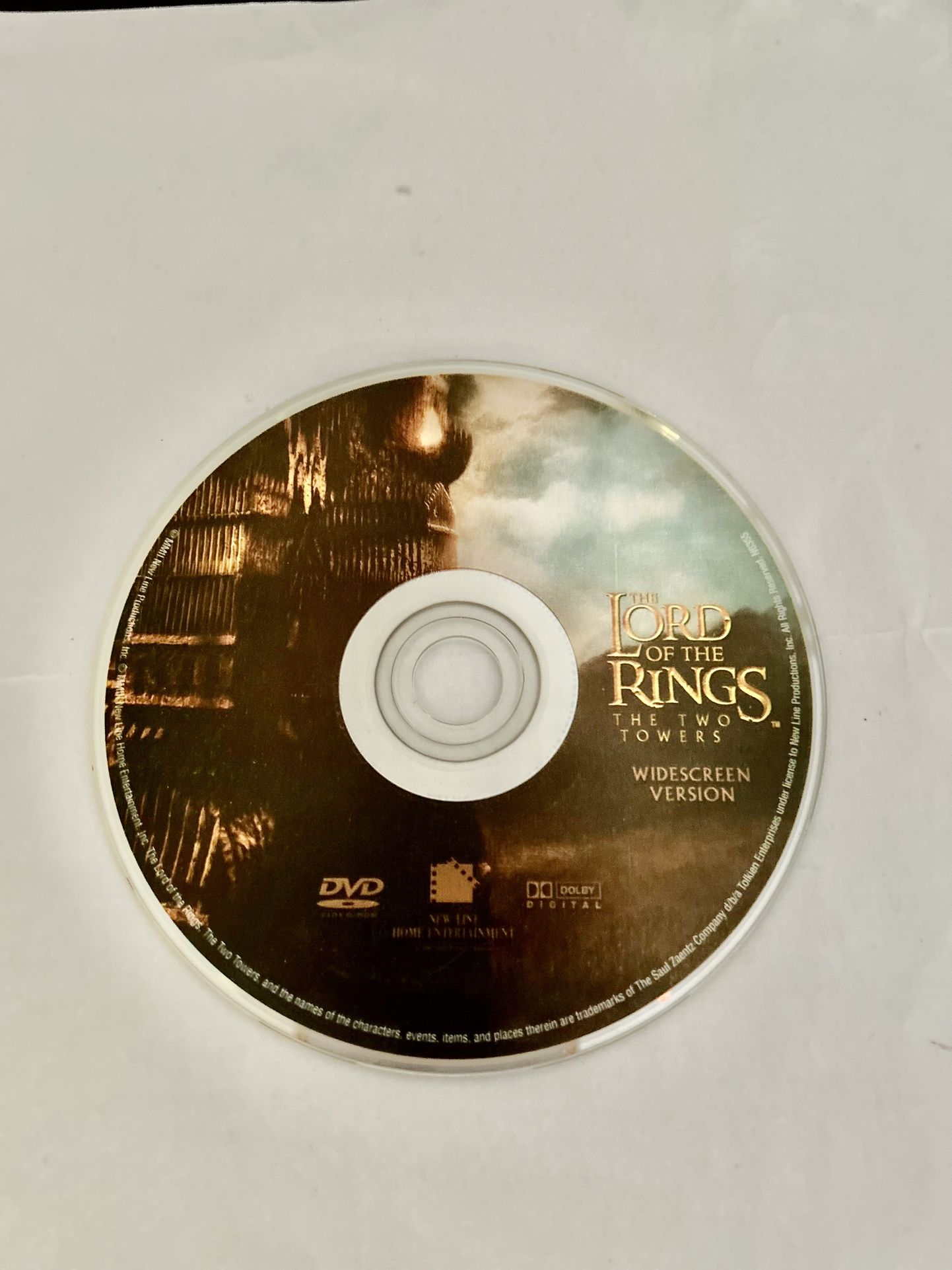 The Lord Of The Rings The Two Towers 2002 DVD No Cover