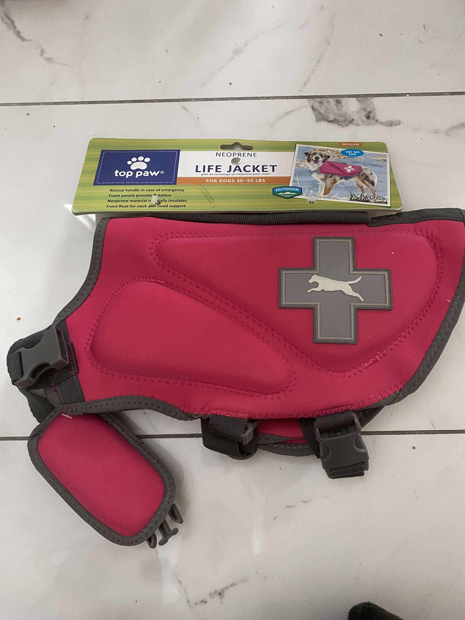 NWOT Top Paw Dog Life Jacket Red Flotation Device For Water Safety Size M