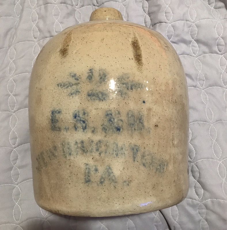 Stoneware Jug -Rare Turkey Droppings "E.S. & B New Brighton, PA Circa ...