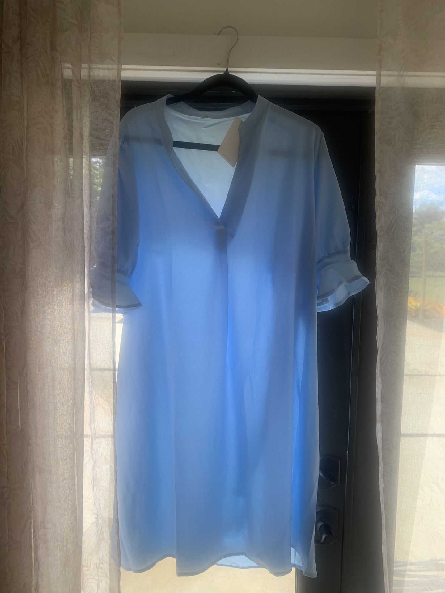 Blue V Neck Light Weight Blue Dress