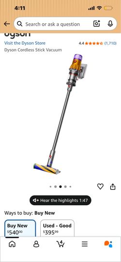 Dyson 15v cordless vacuum