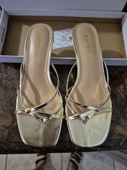 Gold kitten heels