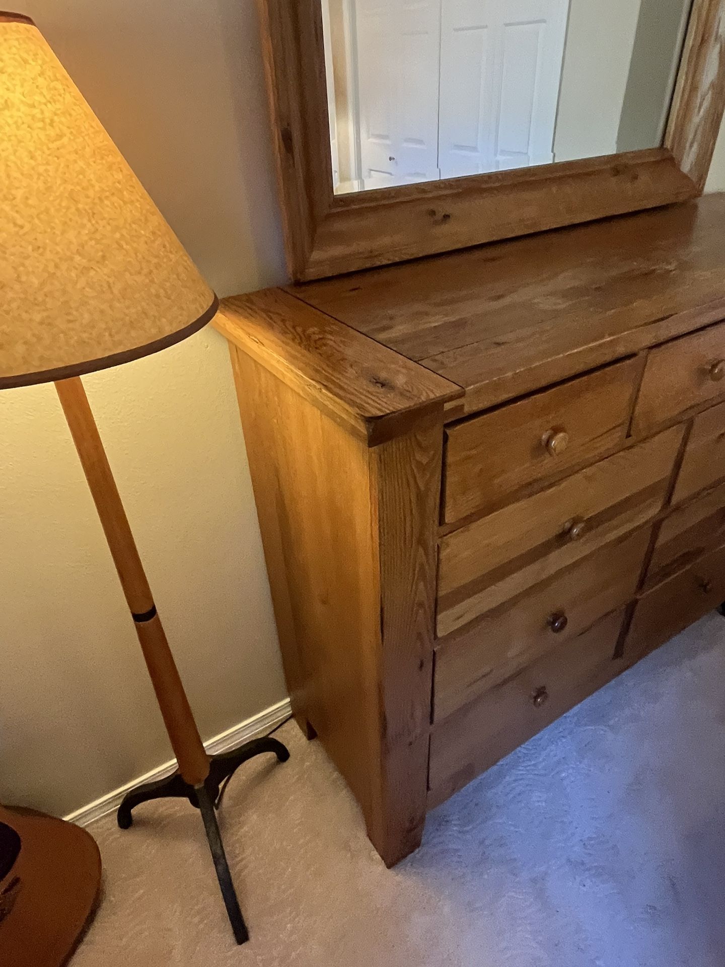 Queen Bedroom Set, Sleigh Bed, Dresser, Mirror, Side Table for Sale in