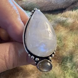 Huge Moonstone Sterling Silver Ring