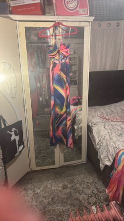 Polyester Floor Length Multicolor Dress Sexy Summer Date Night Vacation Or Beach Day Vibes 
