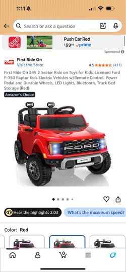 Red brand new in box. Or blue built driven with remote but never had a rider