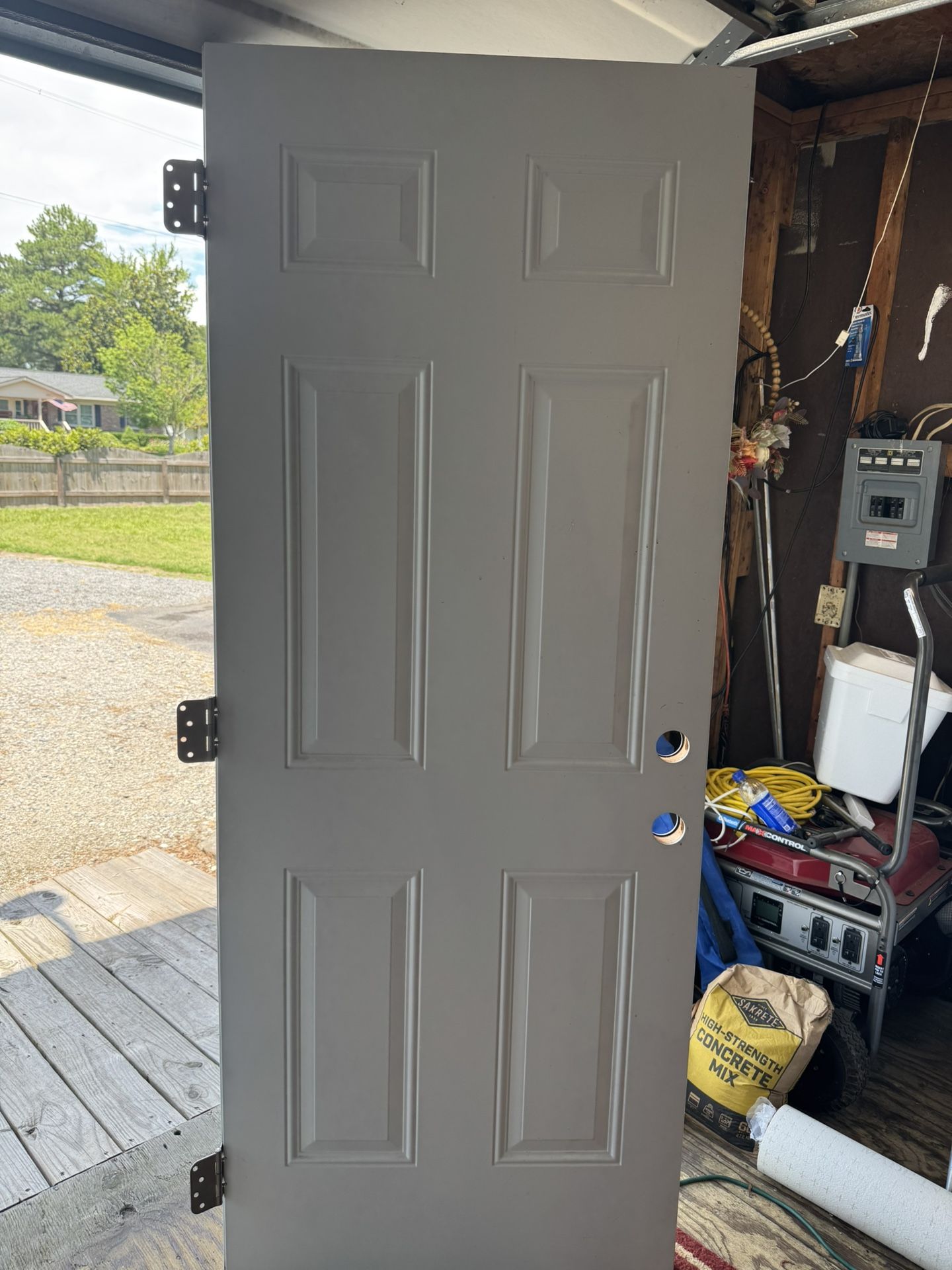 32 inch entry door metal with hinges