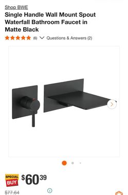 BWE Single Handle Wall Mount Waterfall Bathroom Faucet Matte Black