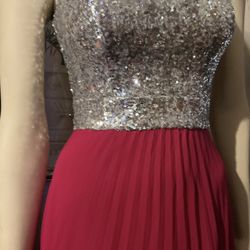 B Darlin Strapless Silver  Sequin And  Pink Dress 