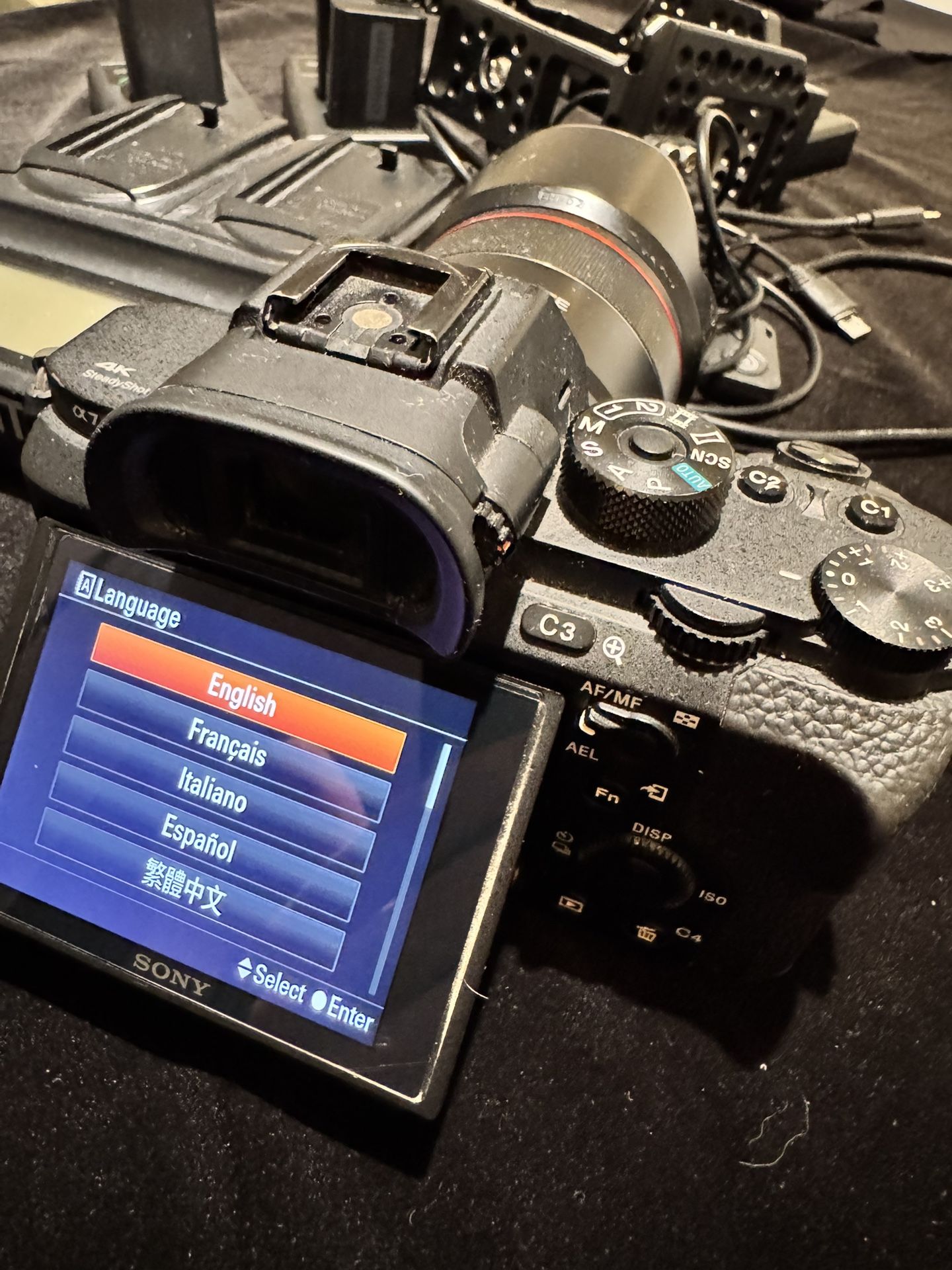 Sony a7R II + Samyang 35mm f/1.8 lens + pro Cage w/hdmi adapter + 4 Batteries & 3 Chargers – Ready to Shoot