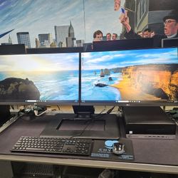 Hp EliteDesk Quad Core I7 Computer Bundle + Dual 27" LG Monitor Setup