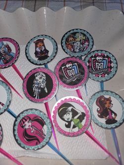 Monster high handmade cupcake toppers
