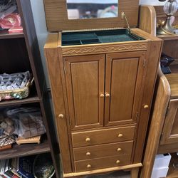 Large Oak Jewelry Cabinet