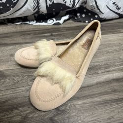 UGG Kaley Wisp Suede Loafers with Faux Fur, Women US Size 7, Arroyo Light Pink