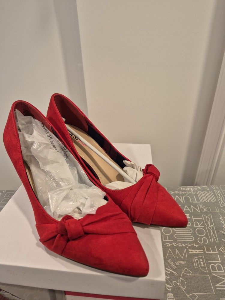 Red Suade Shoes Sz 8.5