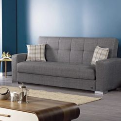 Sofa Sleeper Grey Fabric - Delivery And Financing Available 