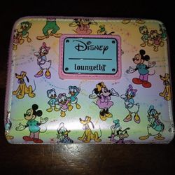 NWOT Loungefly Disney 100 Mickey & Friends Classic  Iridescent Zip around wallet