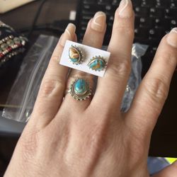 Sterling Silver Natural Spiny Turquoise Gift Set