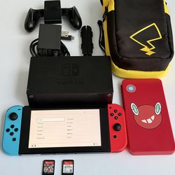 Nintendo Switch + 2 Games + Pokémon Accessories