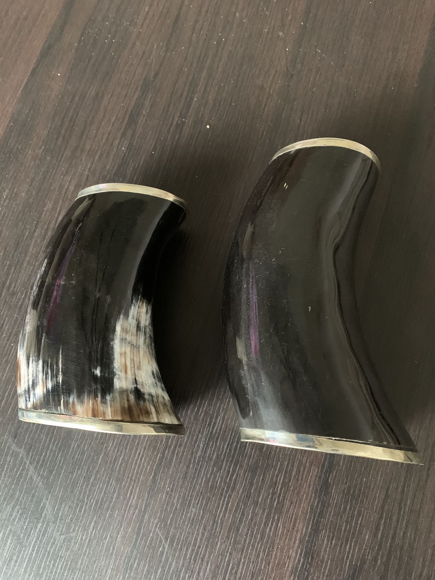 Goat Horn Flower Vases - Matching Pair