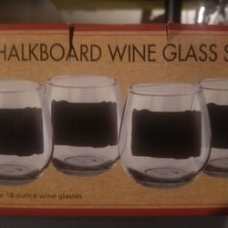 Chalkboard Wine Glass Set 4 Pc