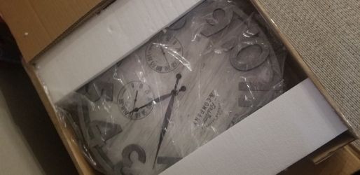 18 Inch Farm Style Grey Clock