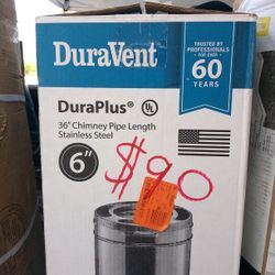 Dura Vent 36 In Chimney Pipe Length Stainless Steel.