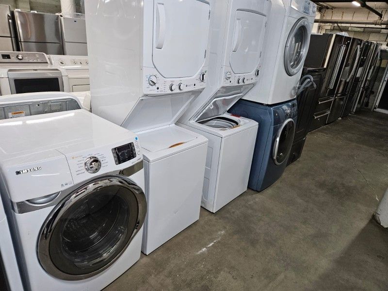 Blow Out Sale Warehouse Full Of Nice Like Brand New Washer Dryer Fridge Stove Oven Stackable Free Warranty Free Financing Available 90day TO Pay