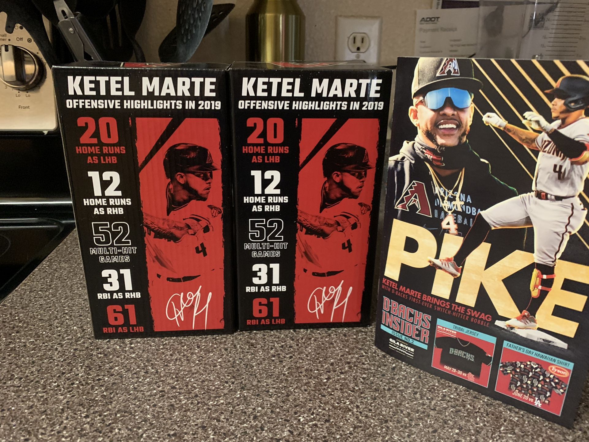 May 14th-16th Dbacks Game 2021 Ketel Marte (2019 Elected To First NL All-Star Team) Left Hitter And Right Hitter Bobble Head