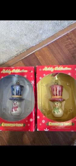 Christopher Radko Snowman Christmas Ornaments Set of 2