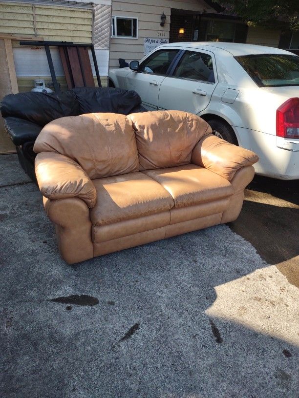Tan Leather Couch 