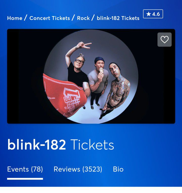 Blink 182 Climate Pledge Arena 6/25/2023 x2 Floor Seat Tickets 