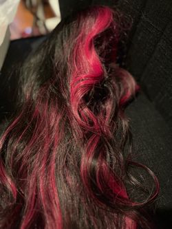 Pink and black wig