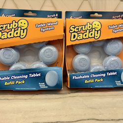 New Scrub Daddy toilet wand refill tablets - six flushable cleaning tablets in each box.