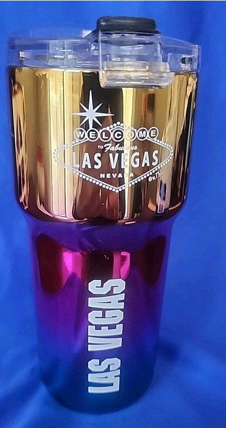Las Vegas Magnificent Metallic Travel Mug Souvenir- 20oz Preown.