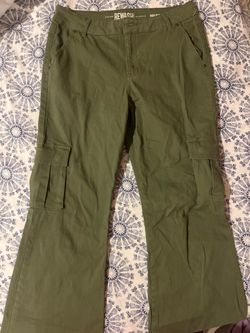 Rewash High Rise Green Cargo Flare Pants