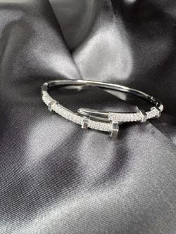 Silver Cubic Zirconia Spiral Nail Bracelet 