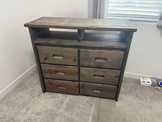 Rustic Wood Dresser with Captain twin bed frame
