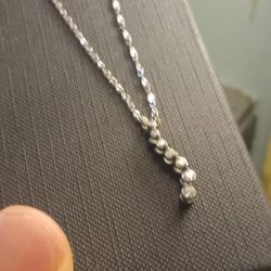 14kt Ladies Necklace White Gold And Diamond Charm