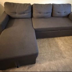 Sleeper Sectional, 3 Seat With Storage (Dark Gray)