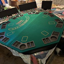 Table Top Poker Game And Chips