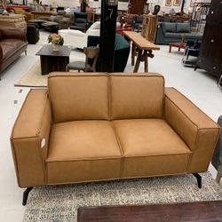 Fantastic Camel Leather Loveseat