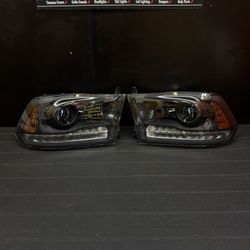 2009 - 2018 RAM Headlights Black Projector NEW