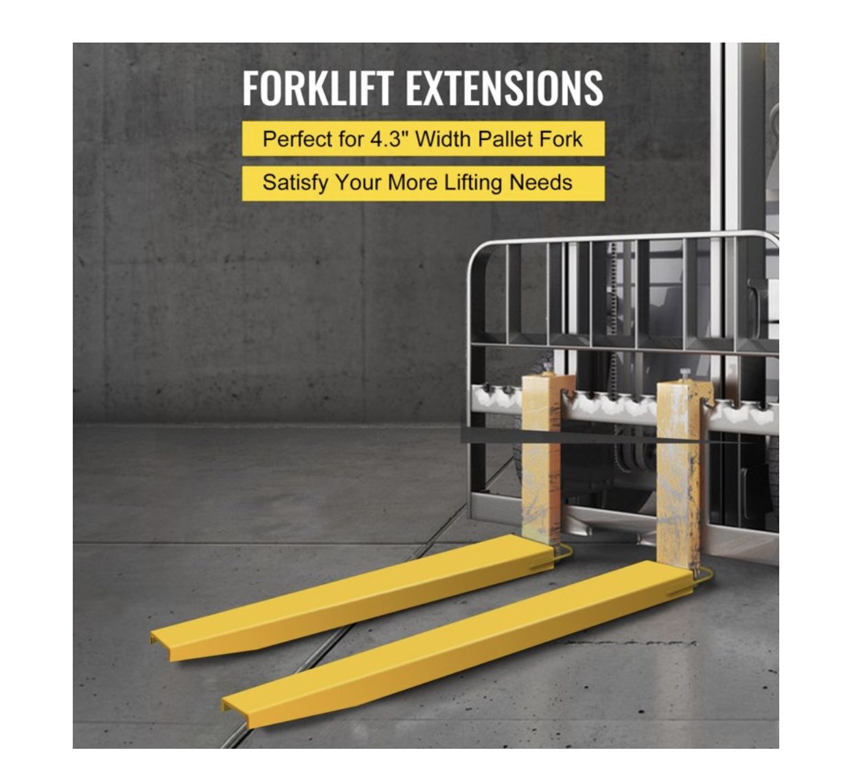 Forklift Extensions, Pallet Fork Extensions, 60 ×4.5" Heavy Duty Steel Pallet Forklift Extensions, 1 Pair for Forklift Lift Truck Forklift Loaders