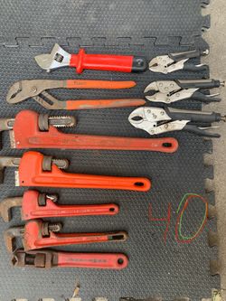 Lot of handyman tools (one Craftsman toolbox with items included), monkey wrenches, US General nail gun, and accessories!