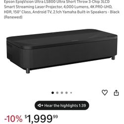 Epson EpicVision Ultra LS800 Short Throw Projector