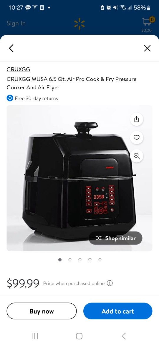 CRUXGG MUSA 6.5 Qt. Air Pro Cook & Fry Pressure Cooker And Air Fryer